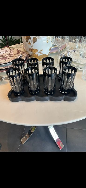 Black Scalloped Tray For Shot Glasses
