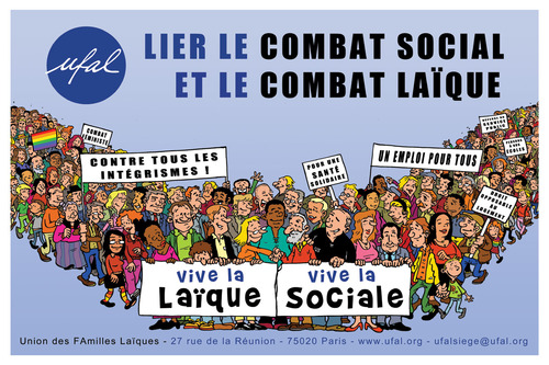 Affiche &quot;Lier le combat social &amp; le combat laïque&quot;