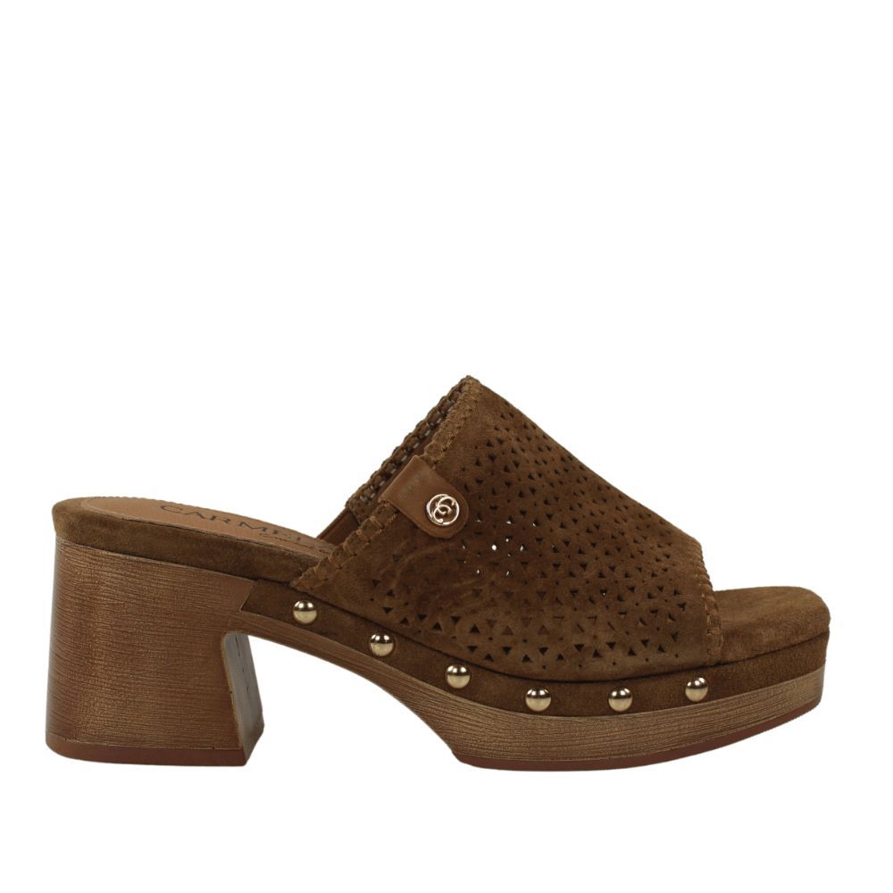 Carmela sandalias de plataforma zueco piel camel.25vcs2-ap