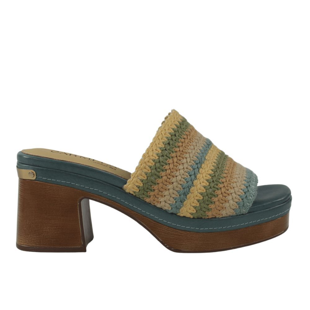 Carmela sandalias zueco rafia azul multicolor.25vcs3-ap