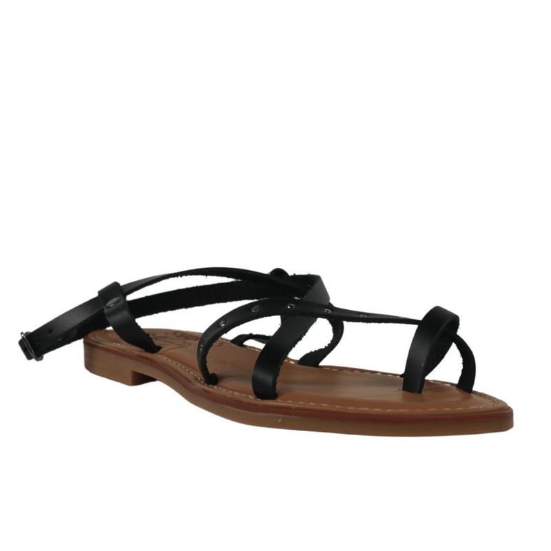 Sandalias planas de piel negras .wkr-40