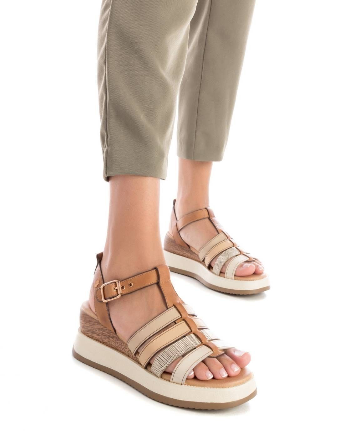Carmela sandalias de piel camel multicolor .161607