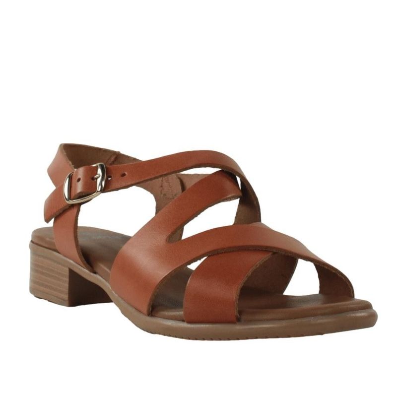 Sandalias de piel tacón bajo de la talla 37 color camel.25vw5-ap24