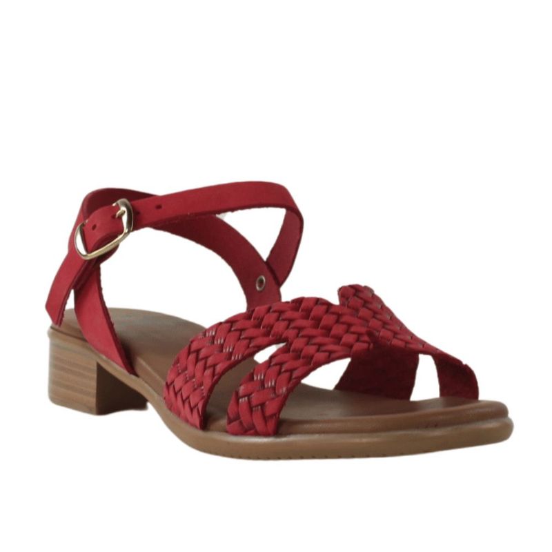Sandalias rojas de piel tacón bajo .25vw6-ap24