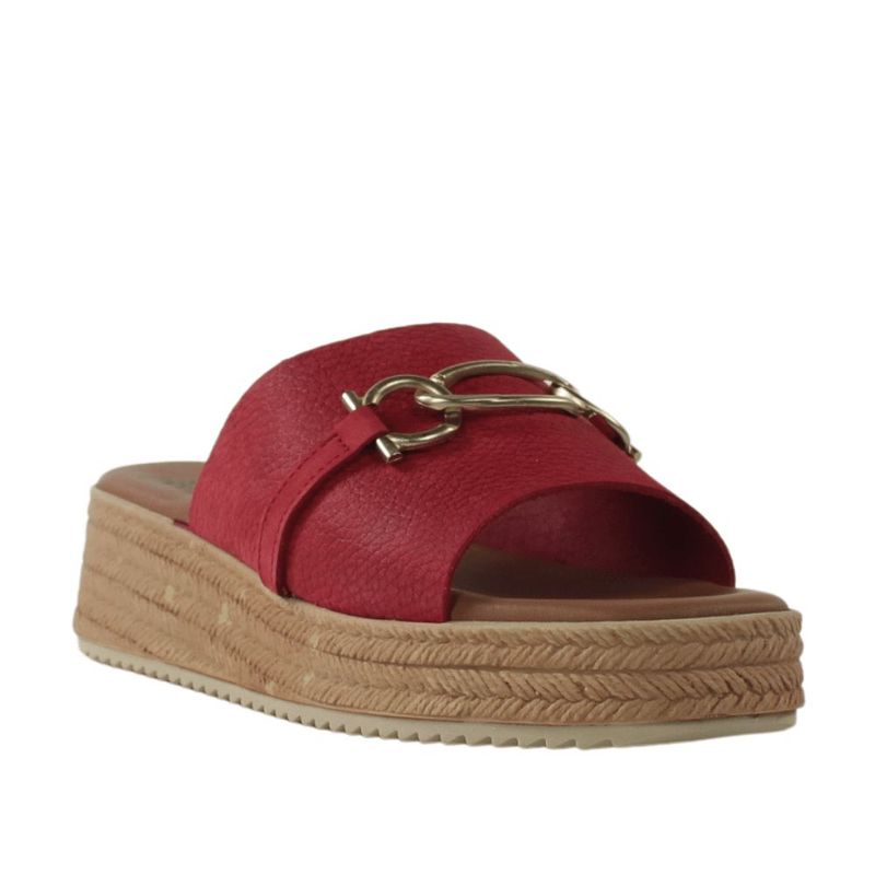 Sandalias del 37 rojas de piel destalonadas con cuña.25vw8-ap24