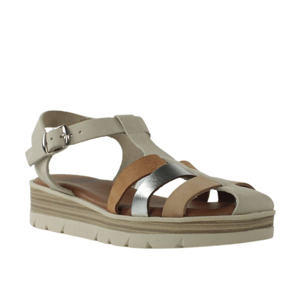 Sandalias cangrejeras de piel multicolor.25vw14-ap24