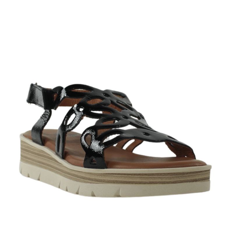 Sandalias negras de cuña piel charol .25vw12-ap24