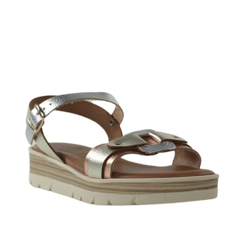 Sandalias de piel plata con cuña talla37.25vw16-ap24