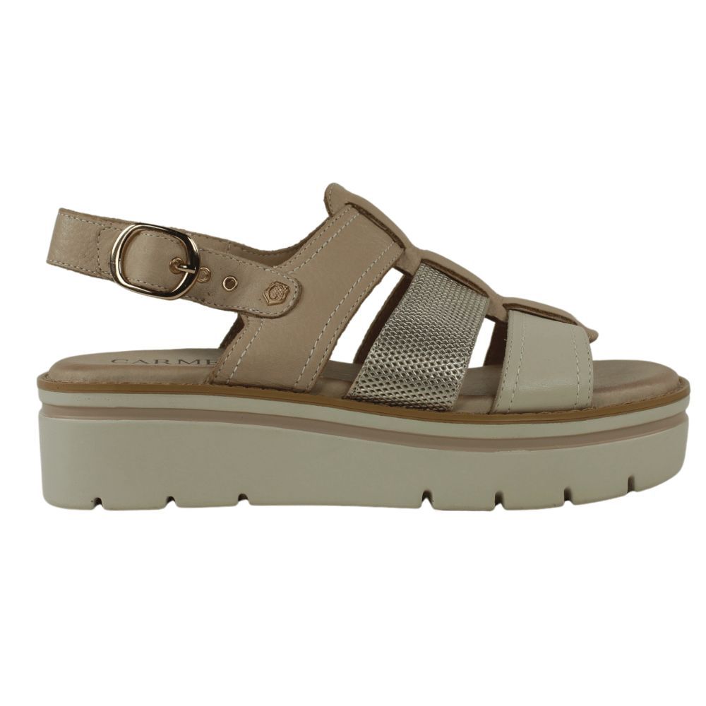 Carmela sandalias beige multicolor con cuña .25vcs18-ap