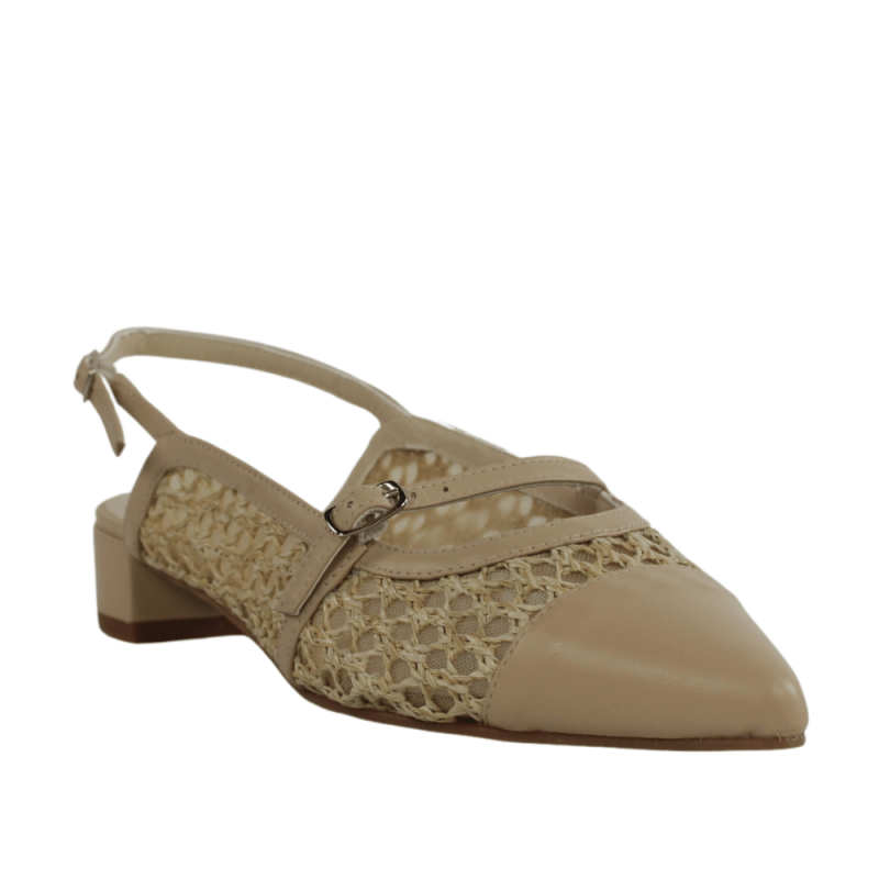 Zapatos rafia destalonados color beige.3791