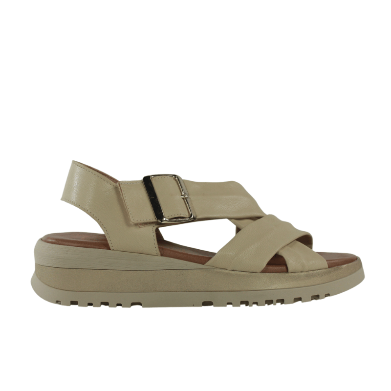 Sandalias piel mujer de cuña 