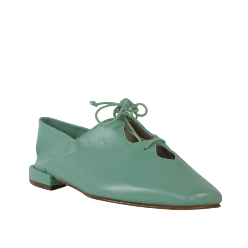 Zapatos de piel verde agua de diseño.25vca9-26
