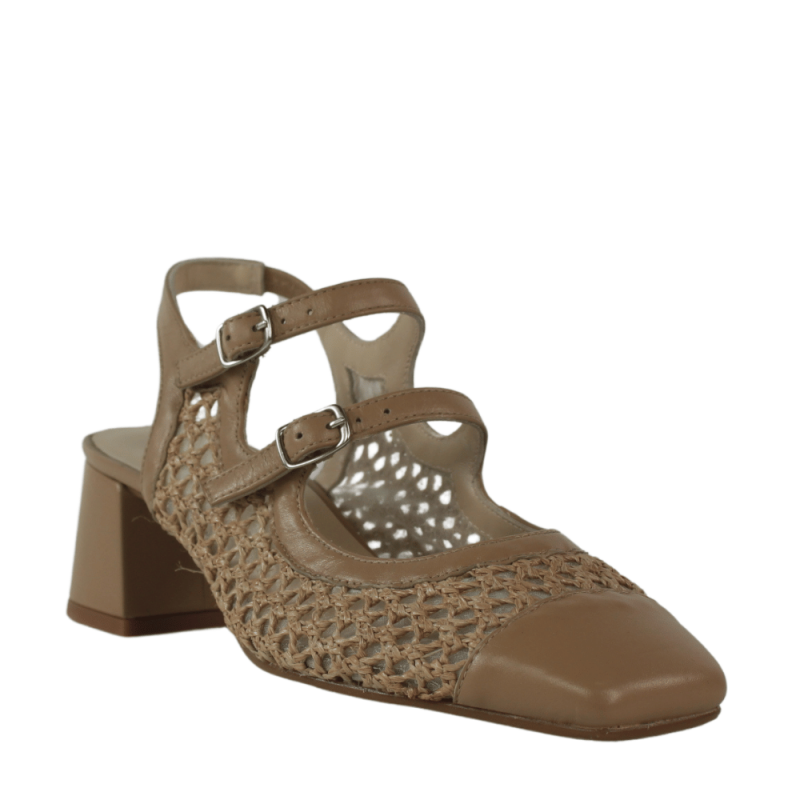 Zapatos destalonados tacón rafia con rejilla .25vca7-26