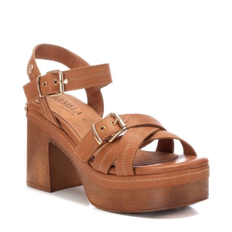 Carmela sandalias piel camel con plataforma .160718