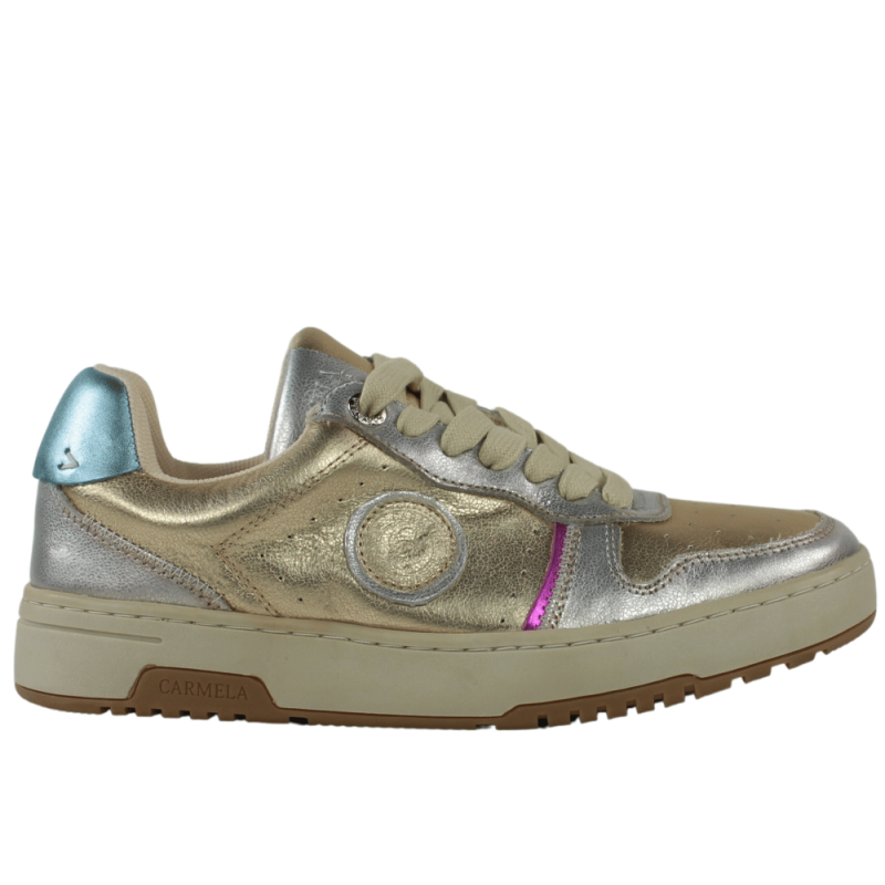 Carmela zapatillas de piel dorada multicolor.25vcd8-ap