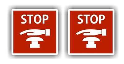 Noodstop druk knop stickers 2 stuks