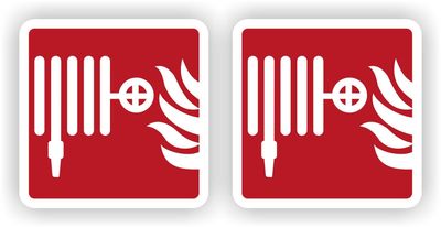 Brandhaspel pictogram sticker set 2 stuks