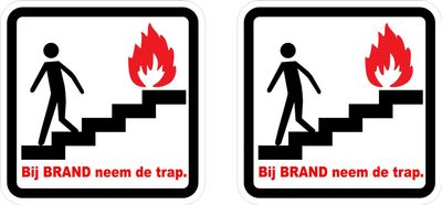 Bij Brand Neem Je De Trap - Set van 2 Stickers