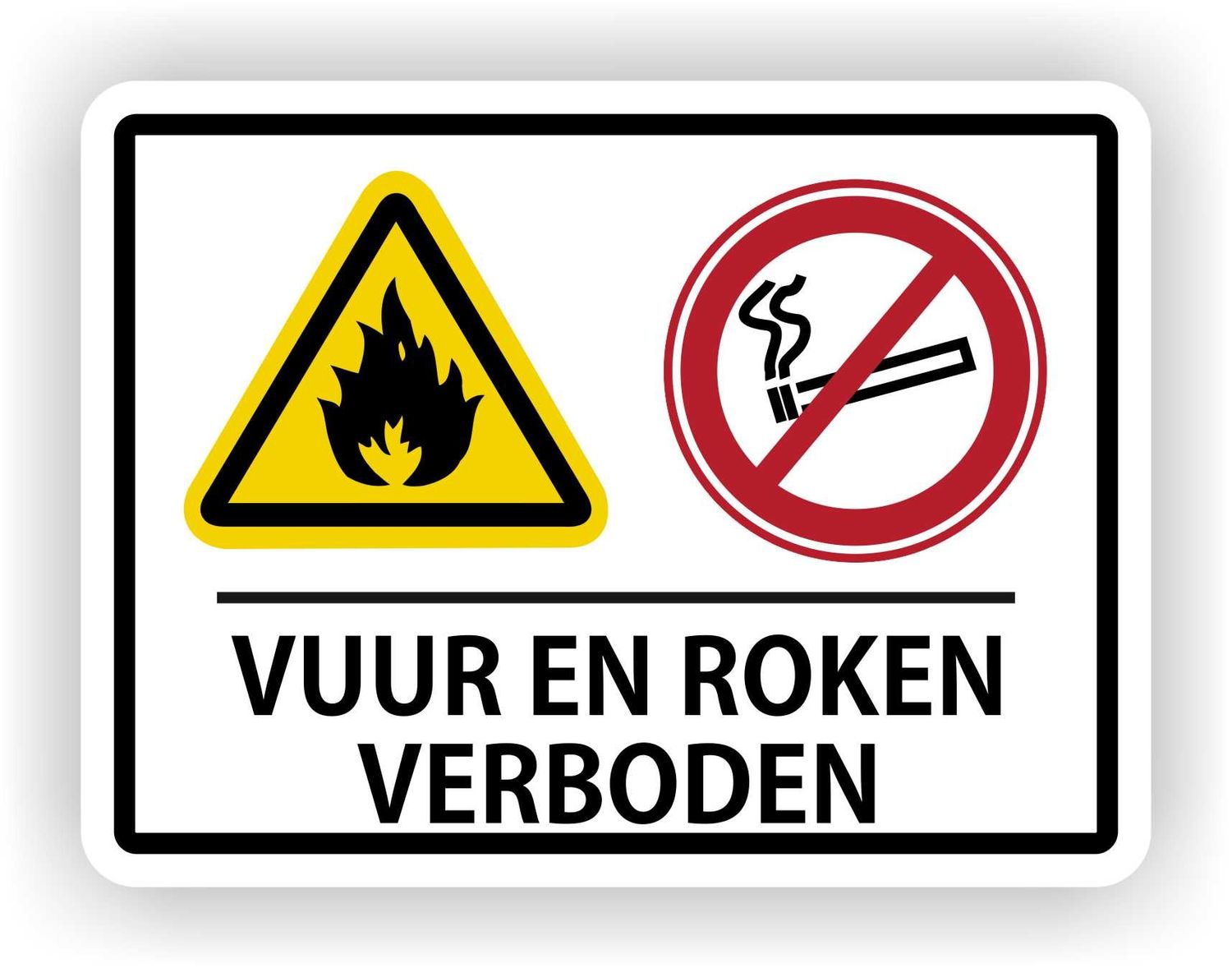 Vuur en Roken verboden pictogram sticker.