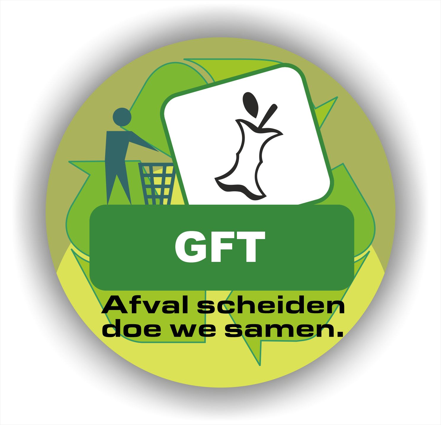 GFT Afvalbak Recycling Symbool Sticker