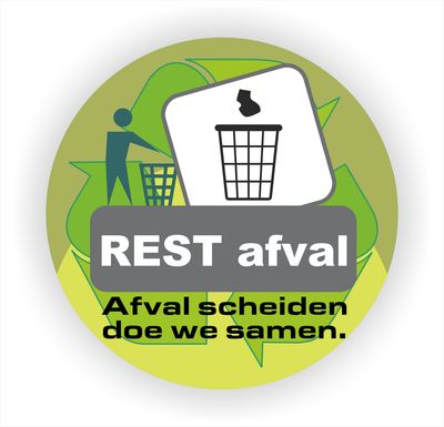 Rest afval recycling sticker Ø20 cm