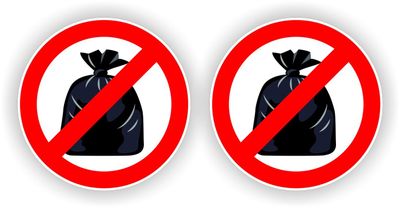 Hier geen vuilniszak plaatsen stickers set 2 stuks.