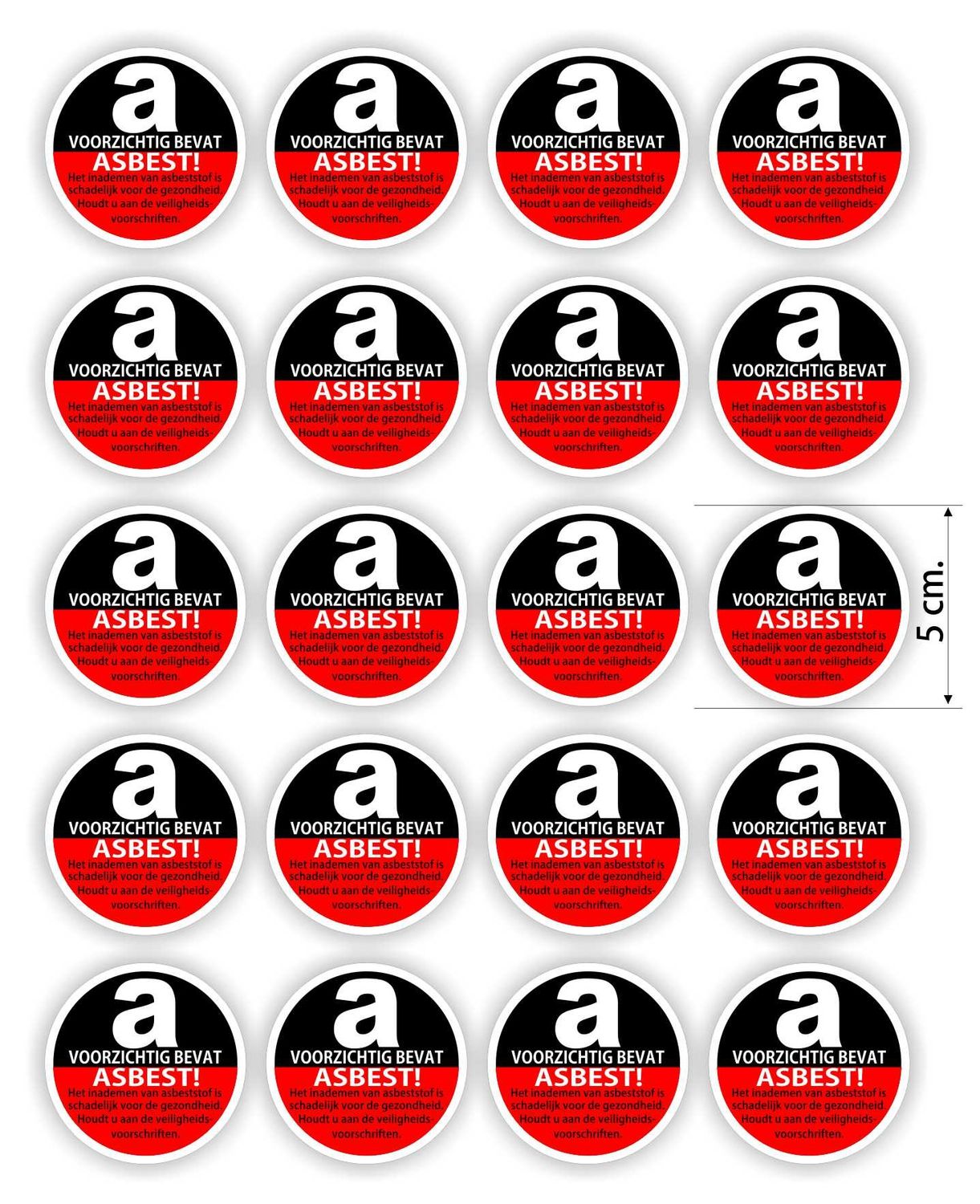 werk veilig met onze Asbest Waarschuwing Stickers