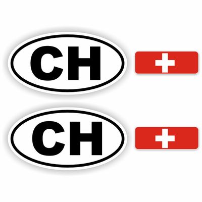 CH, Zwitserland auto sticker set