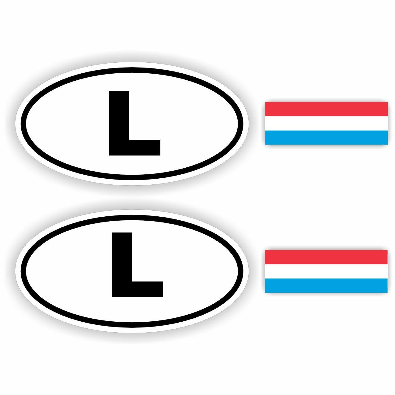 L, Luxemburg auto sticker set