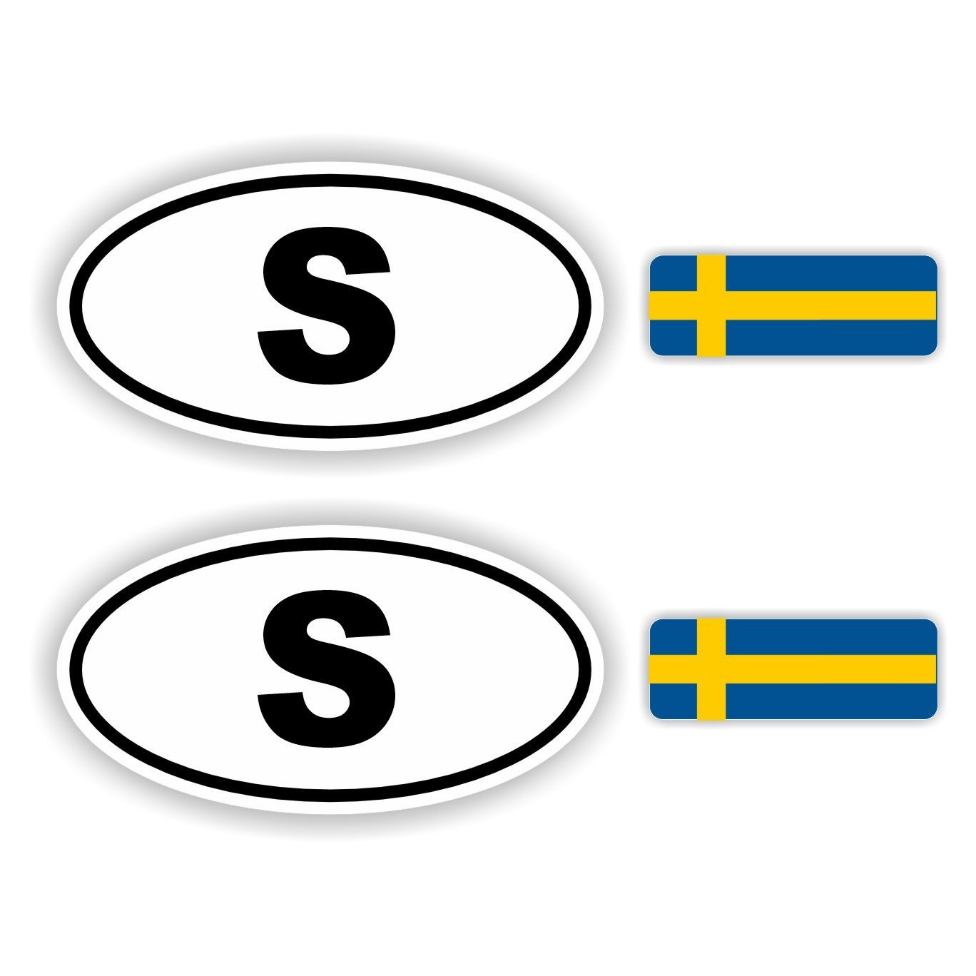 S, Zweden auto sticker set