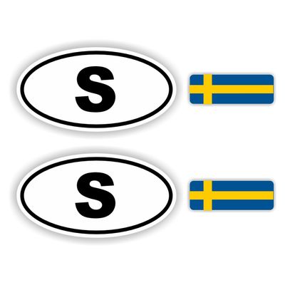 S, Zweden auto sticker set