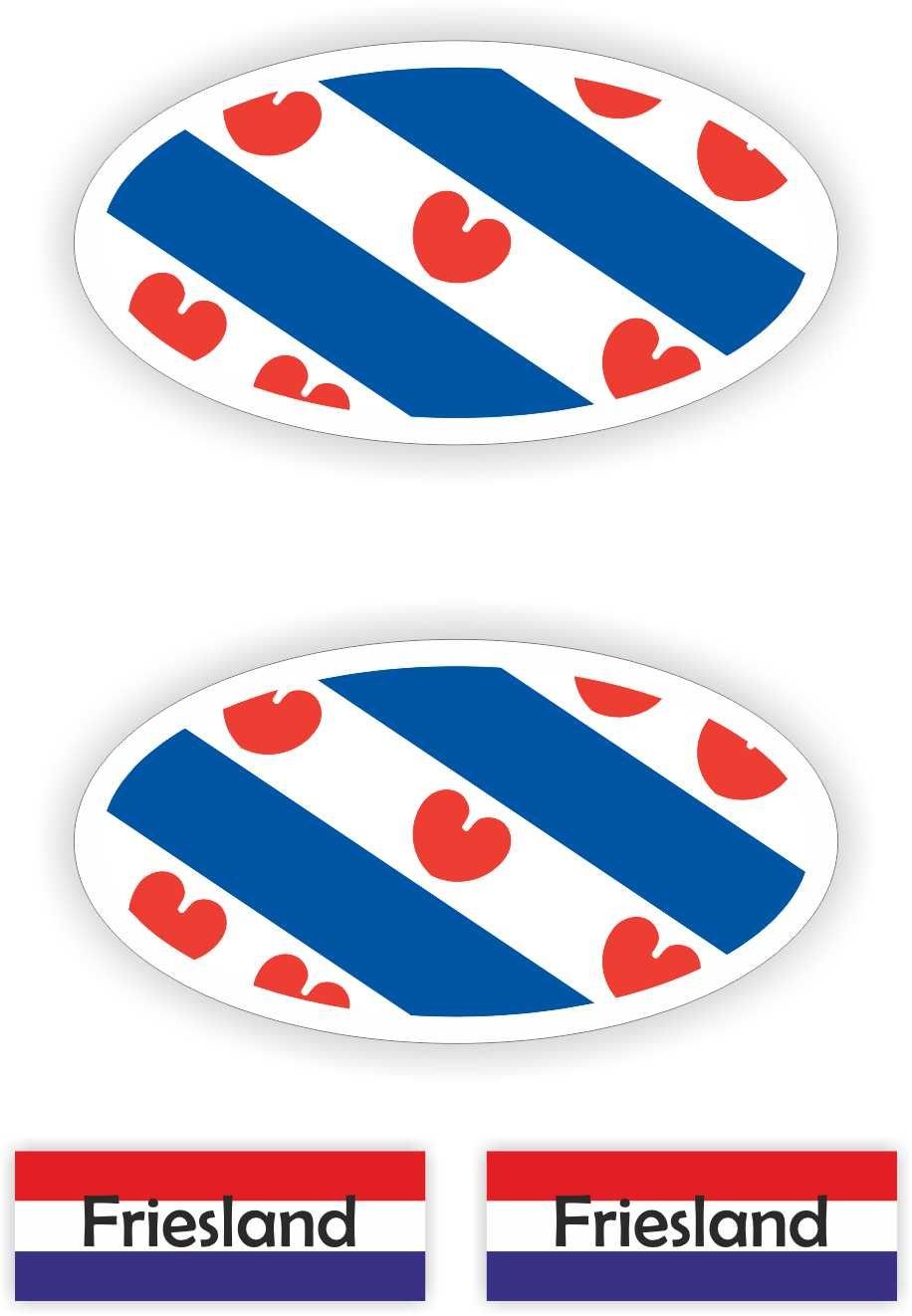 Provincie Friesland vlaggen auto sticker set.