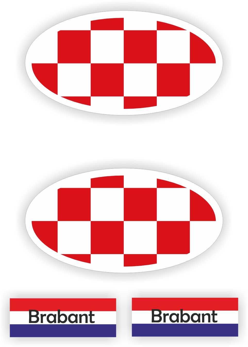 Provincie Brabant vlaggen auto sticker set.