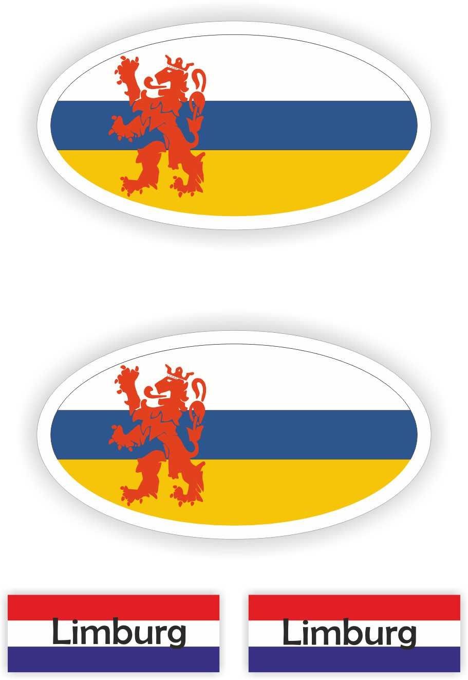 Provincie Limburg vlaggen auto sticker set.