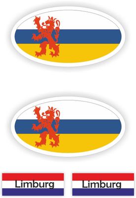 Provincie Limburg vlaggen auto sticker set.