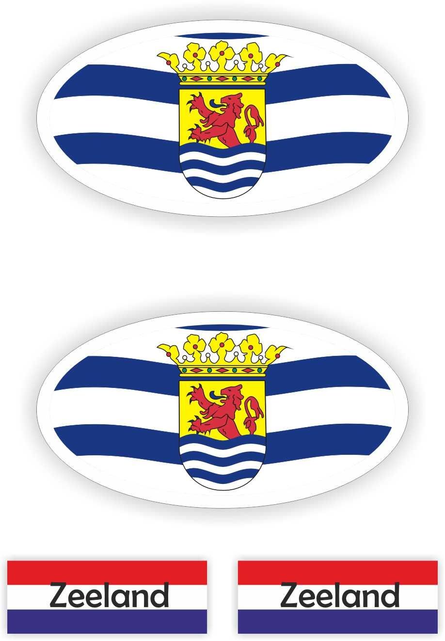 Provincie Zeeland vlaggen auto sticker set.
