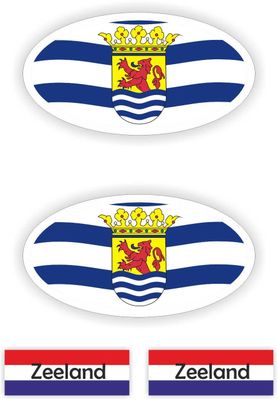 Provincie Zeeland vlaggen auto sticker set.