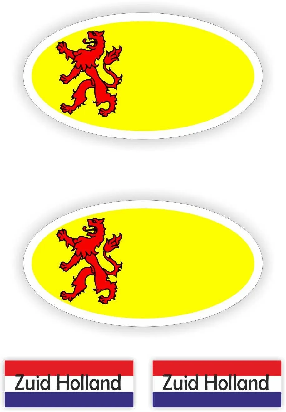 Provincie Zuid Holland vlaggen auto sticker set.