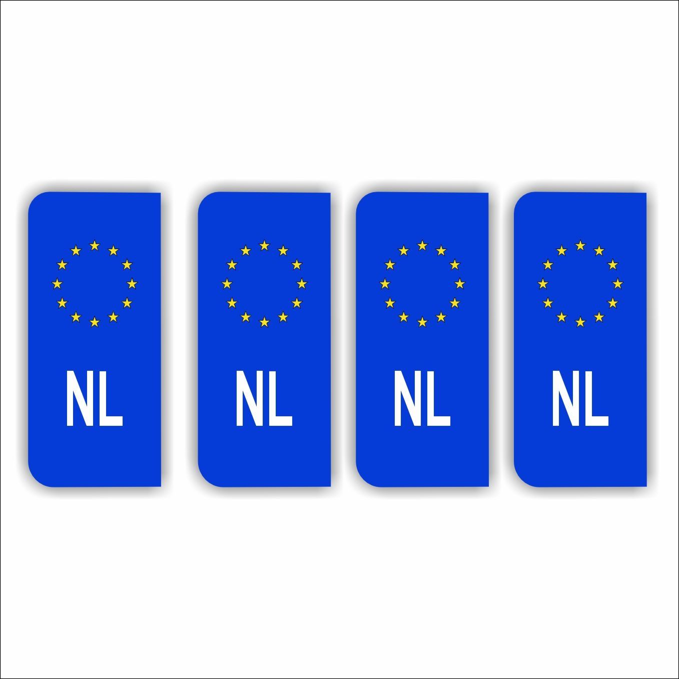 4x NL sticker voor kentekenbord – Vinyl– Water- en UV-bestendig