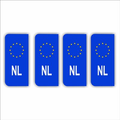 4x NL sticker voor kentekenbord – Vinyl– Water- en UV-bestendig
