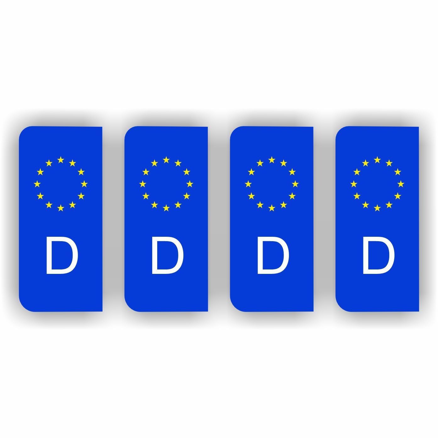 D, Duitsland Kenteken sticker set blauw, geel