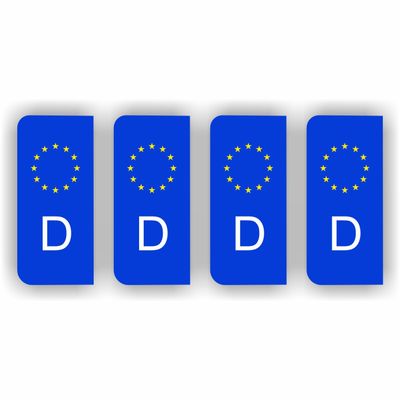 D, Duitsland Kenteken sticker set blauw, geel