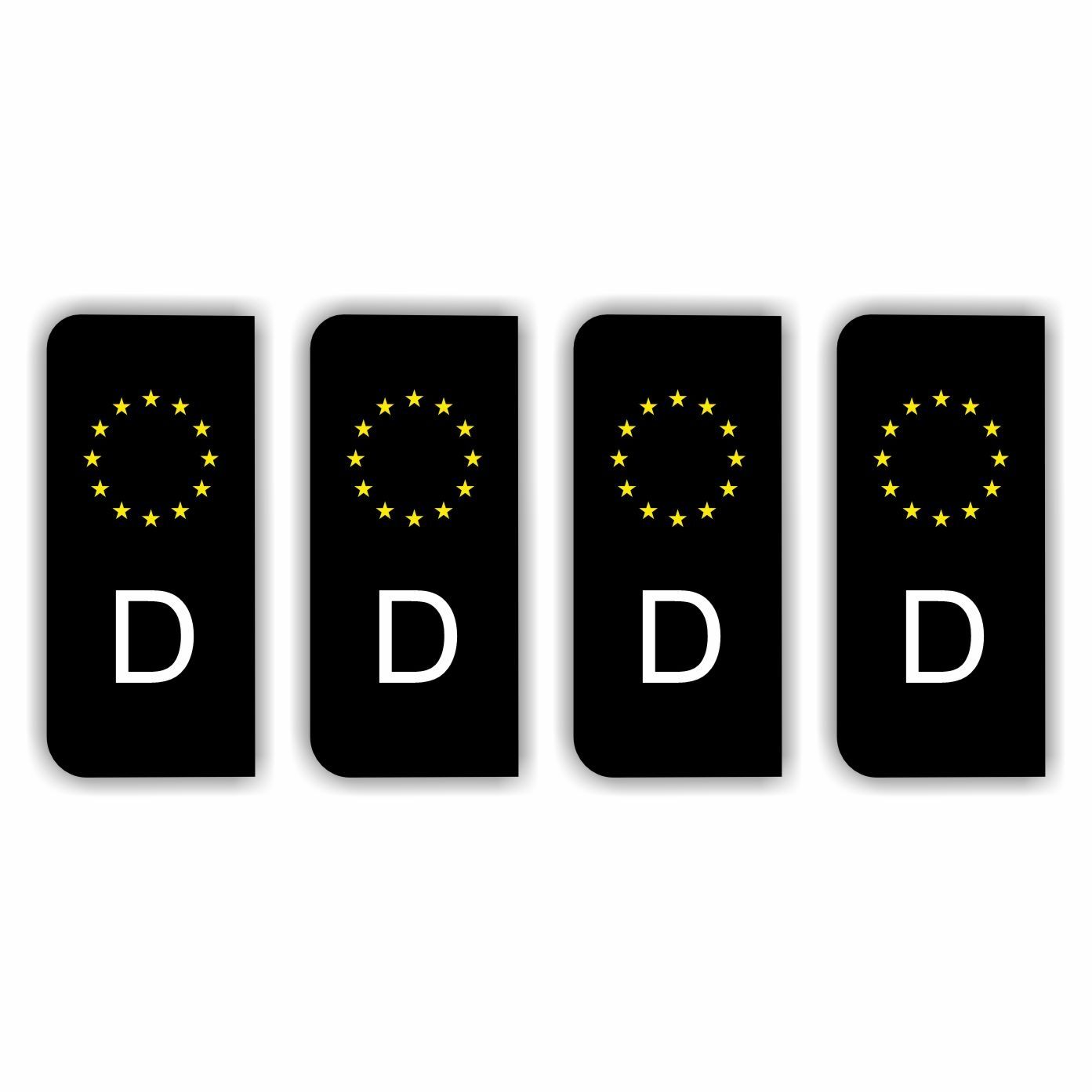 D, Duitsland Kenteken stickers zwart, wit.
