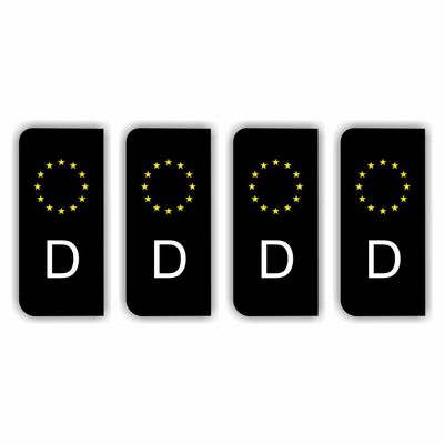 D, Duitsland Kenteken stickers zwart, wit.