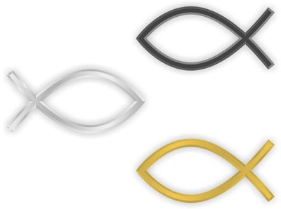  Icterus / vissen symbool stickers. kleur zwart, zilver en goud kleurig