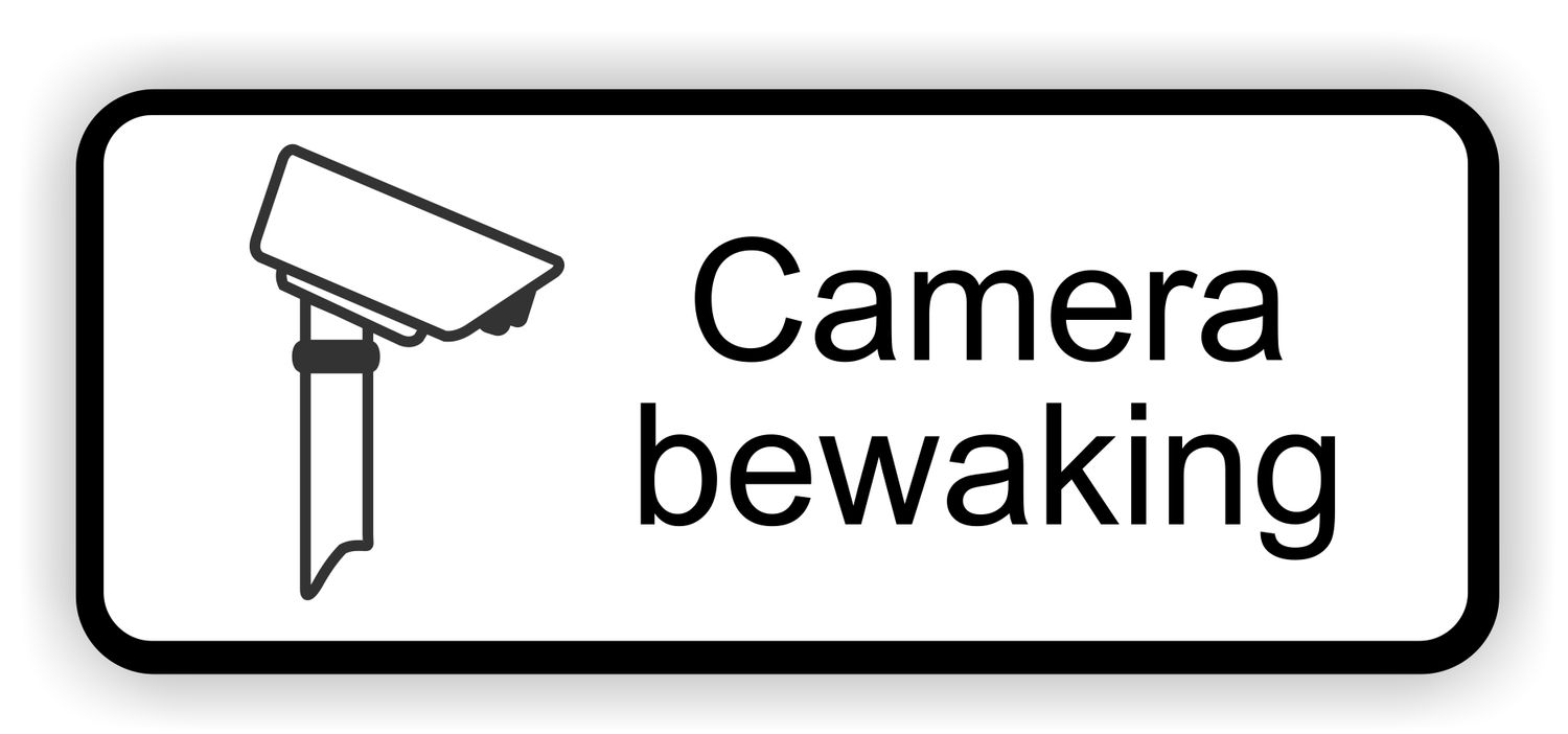 Camera bewaking sticker zwart, wit.