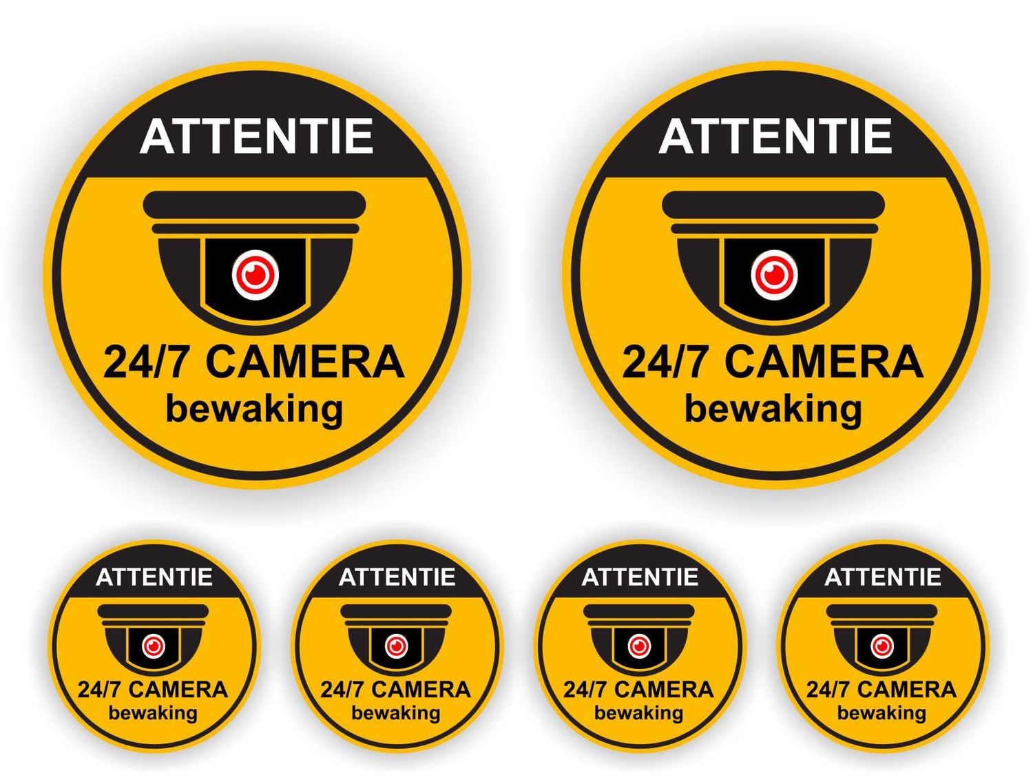 Attentie Camera Bewaking Sticker set 6 stuks
