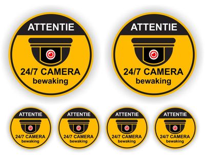 Attentie Camera Bewaking Sticker set 6 stuks