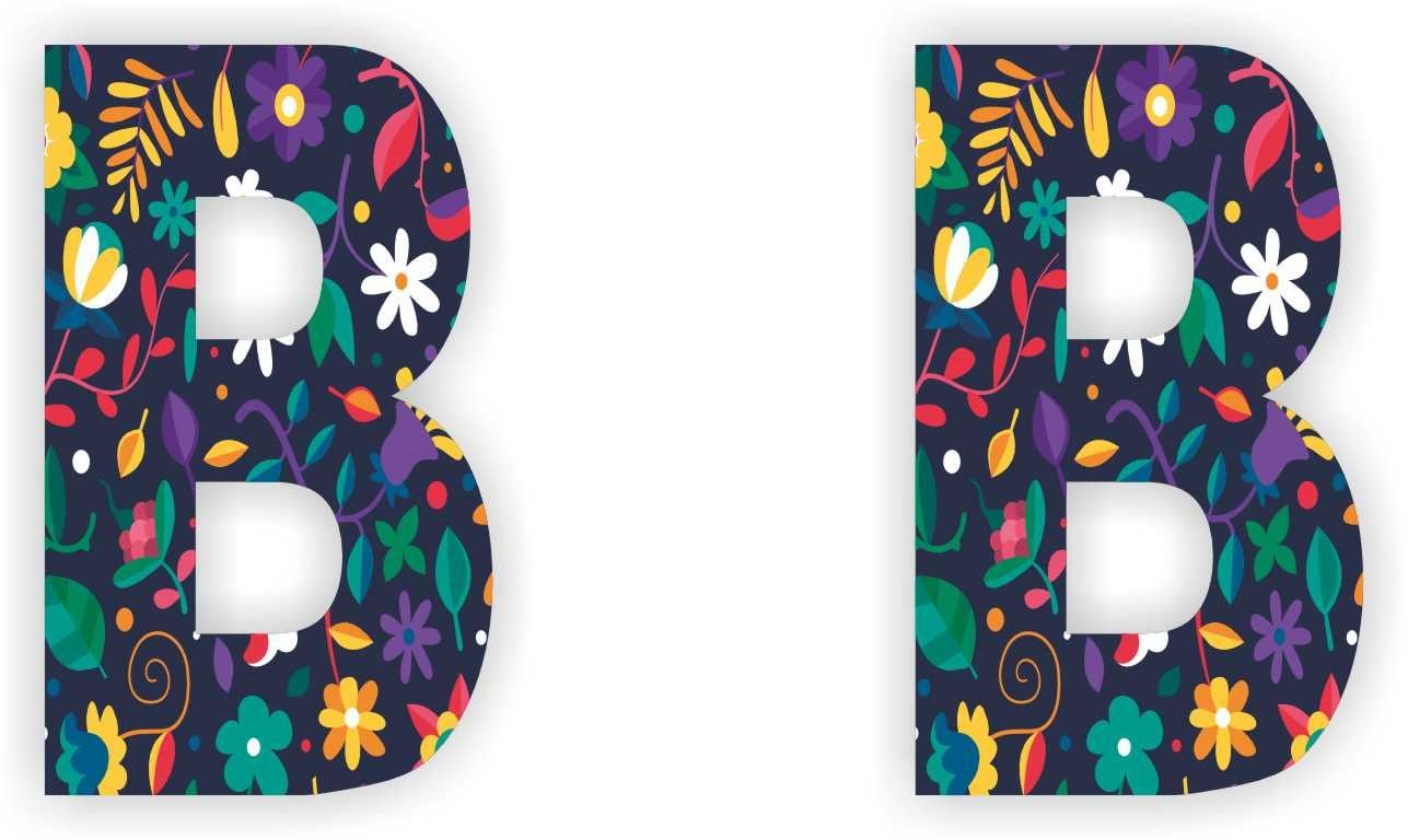 Plakletter: B met bloem motief