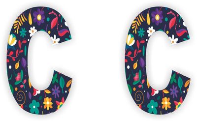 Plakletter: C met bloem motief
